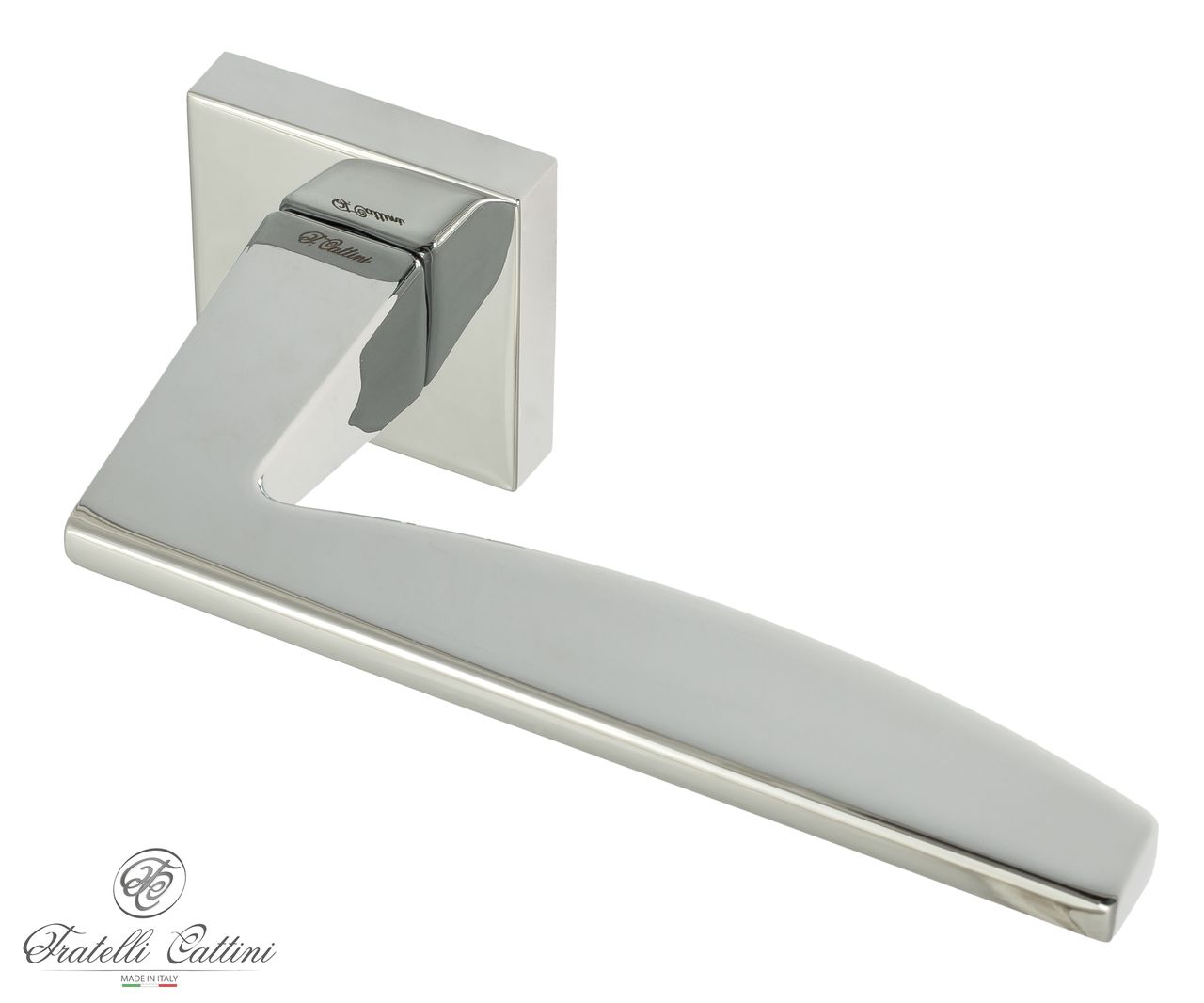 Door Handle on Square Basis Fratelli Cattini ''TECH'' 8-CR Polished Brass