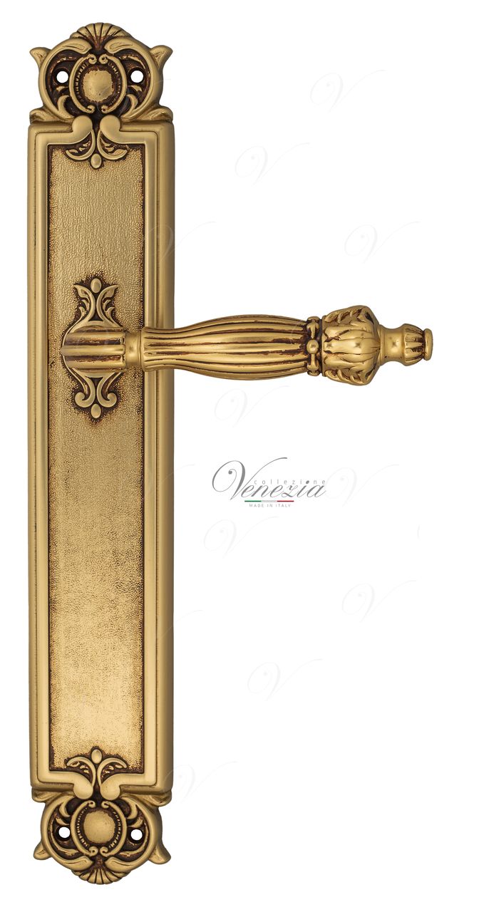 Door Handle Venezia  OLIMPO  On Backplate PL97 French Gold + Brown