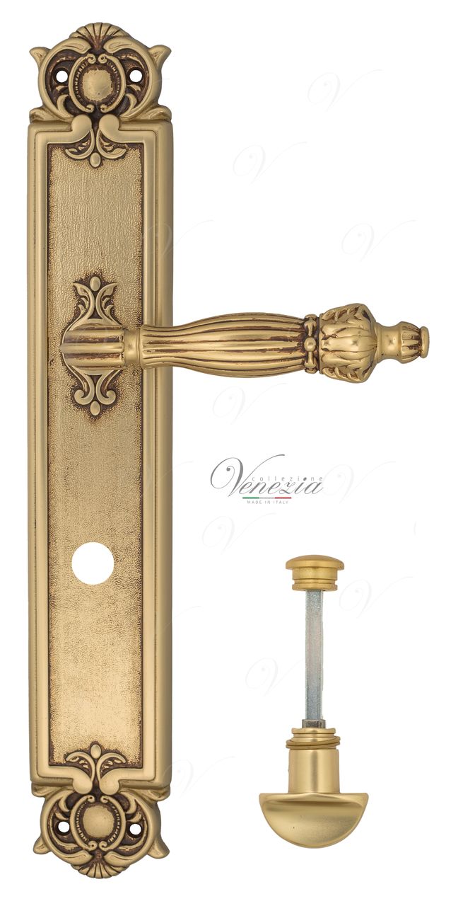 Door Handle Venezia  OLIMPO  WC-2 On Backplate PL97 French Gold + Brown
