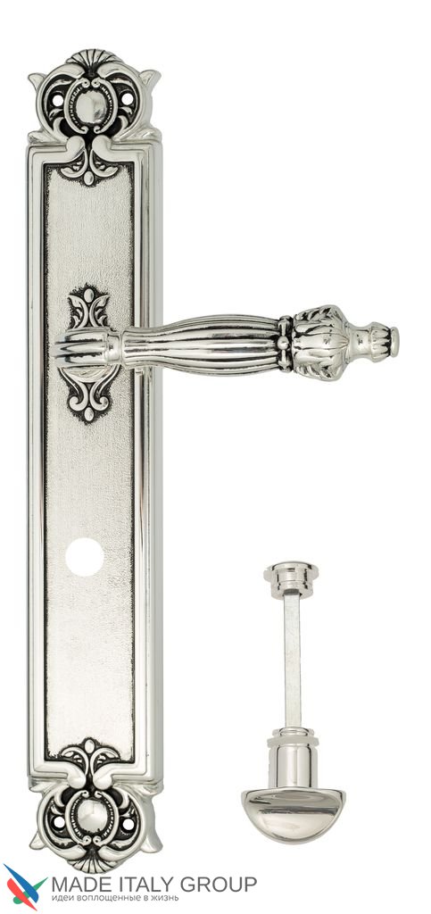 Door Handle Venezia  OLIMPO  WC-2 On Backplate PL97 Natural Silver + Black
