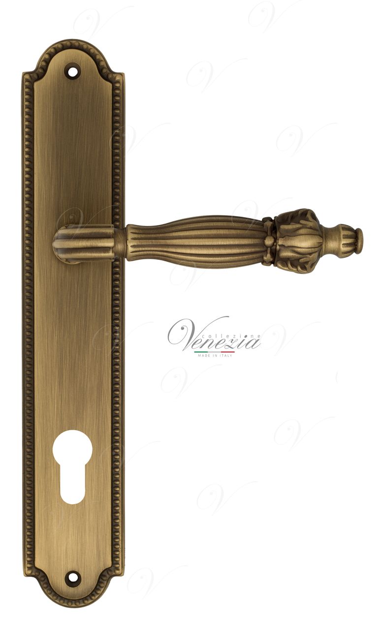 Door Handle Venezia  OLIMPO  CYL On Backplate PL98 Mat Bronze