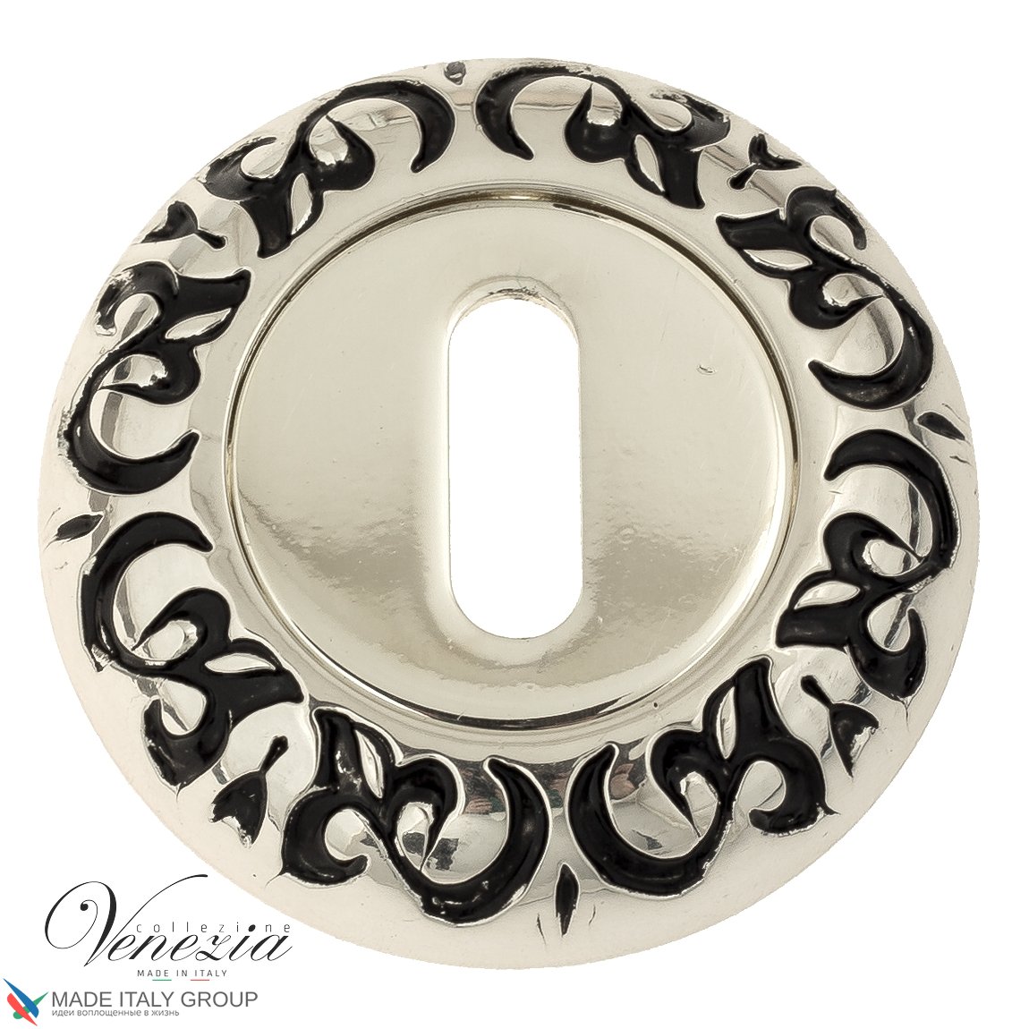 Keyhole Escutcheon Venezia KEY-1 D4 Natural Silver + Black