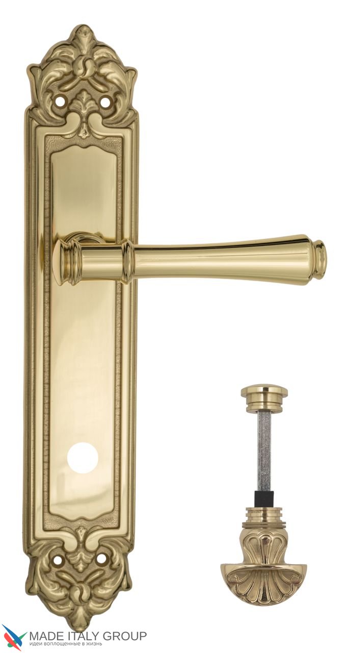 Door Handle Venezia  CALLISTO  WC-4 On Backplate PL96 Polished Brass
