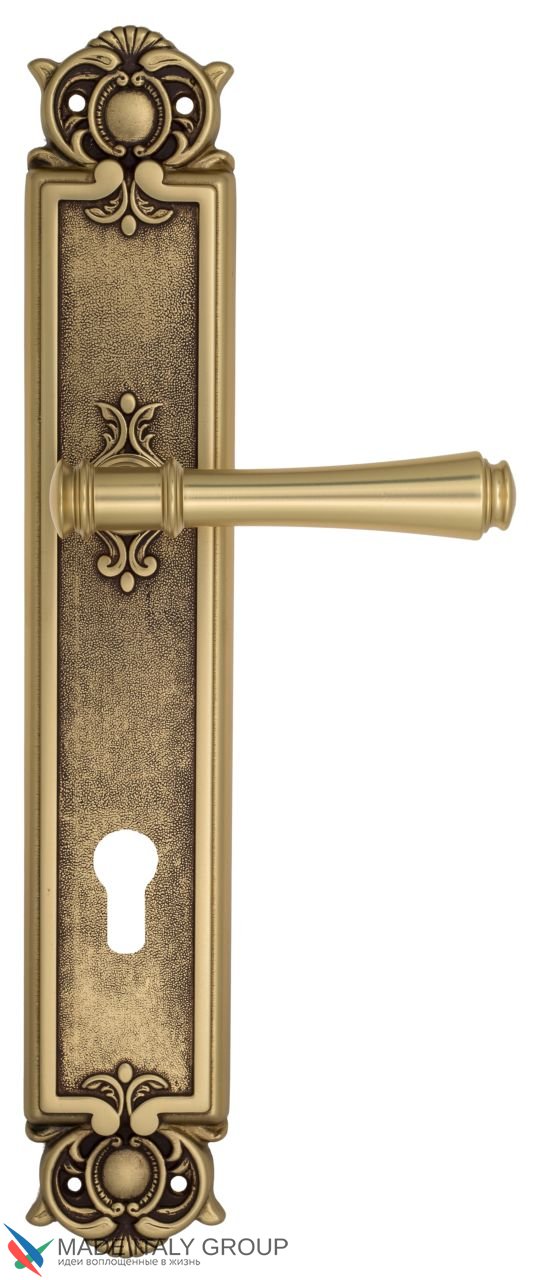 Door Handle Venezia  CALLISTO  CYL On Backplate PL97 French Gold + Brown