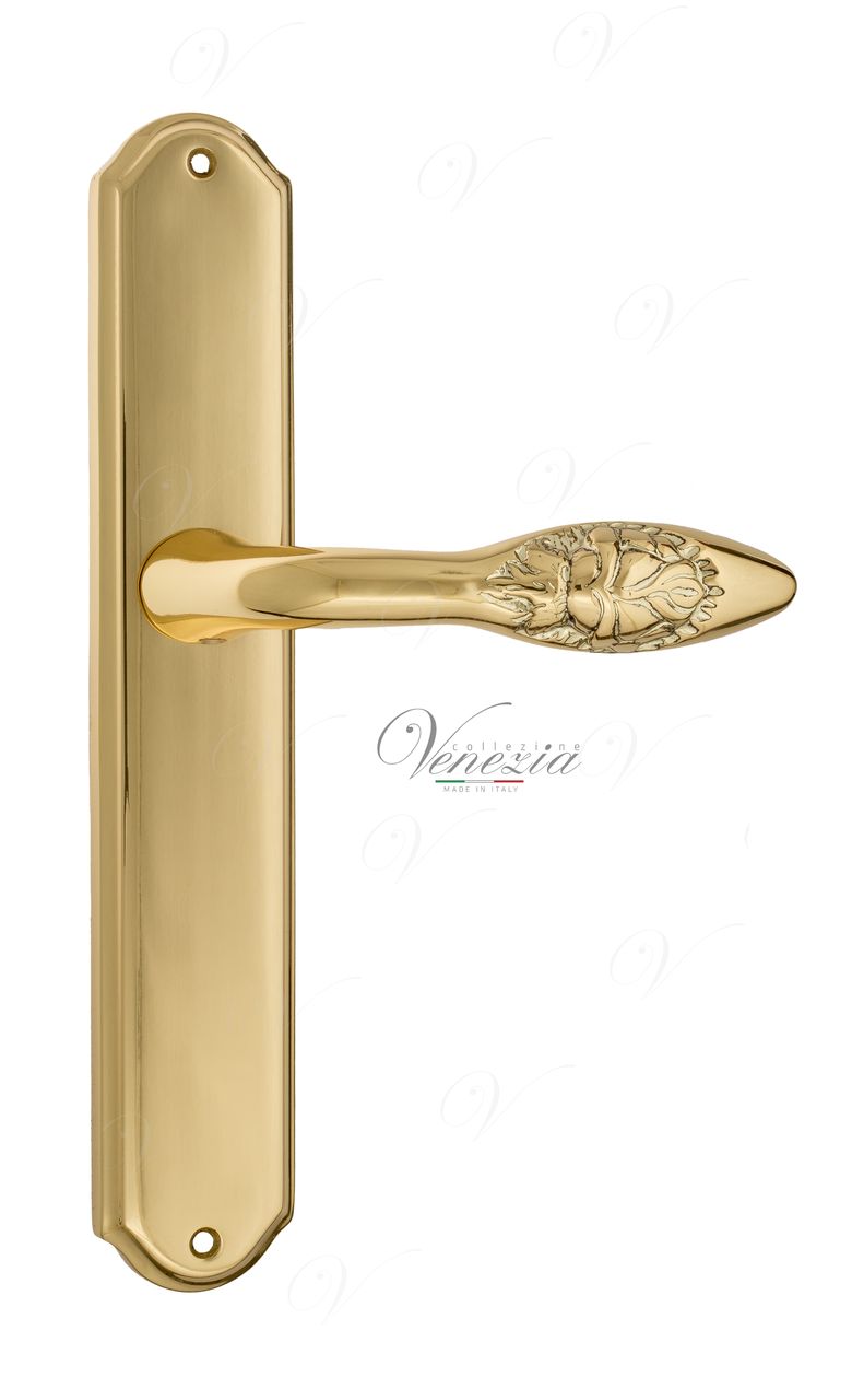 Door Handle Venezia  CASANOVA  On Backplate PL02 Polished Brass
