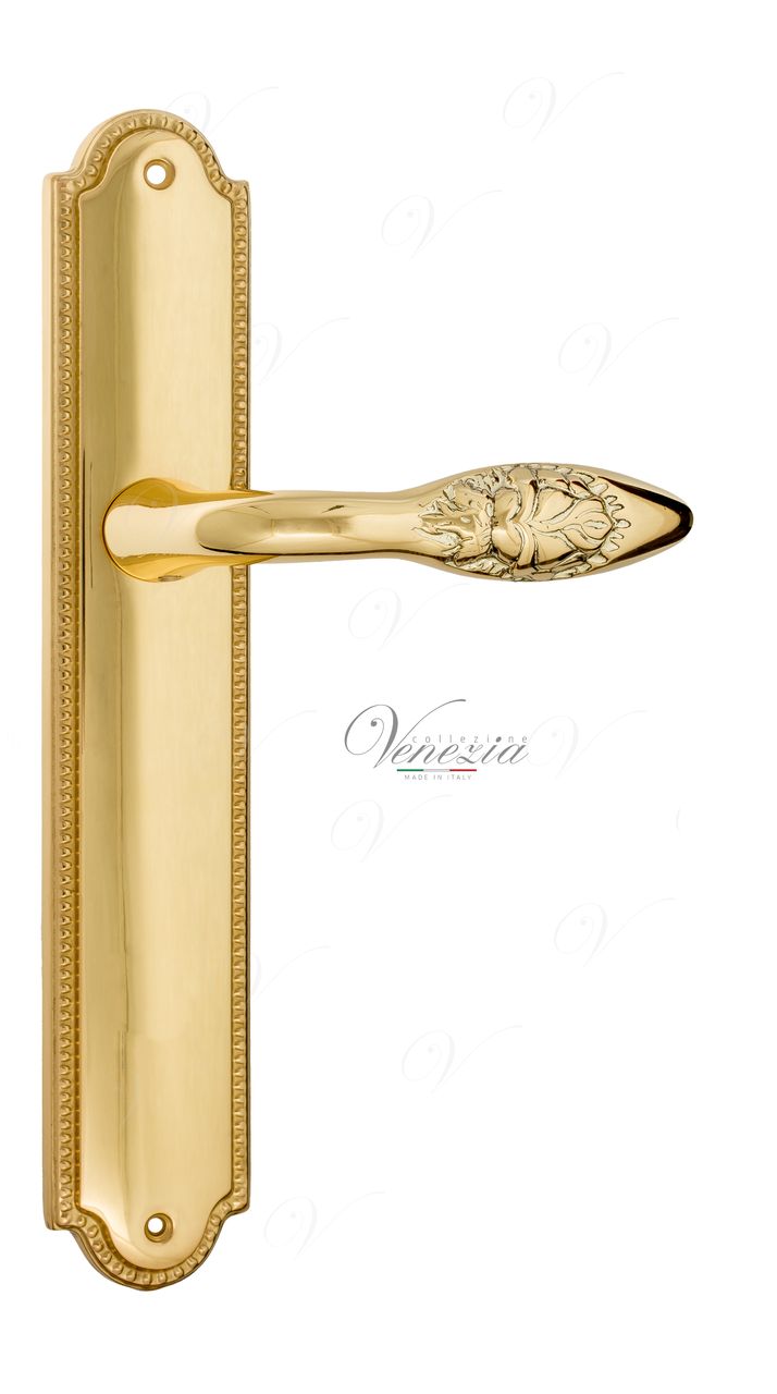 Door Handle Venezia  CASANOVA  On Backplate PL98 Polished Brass