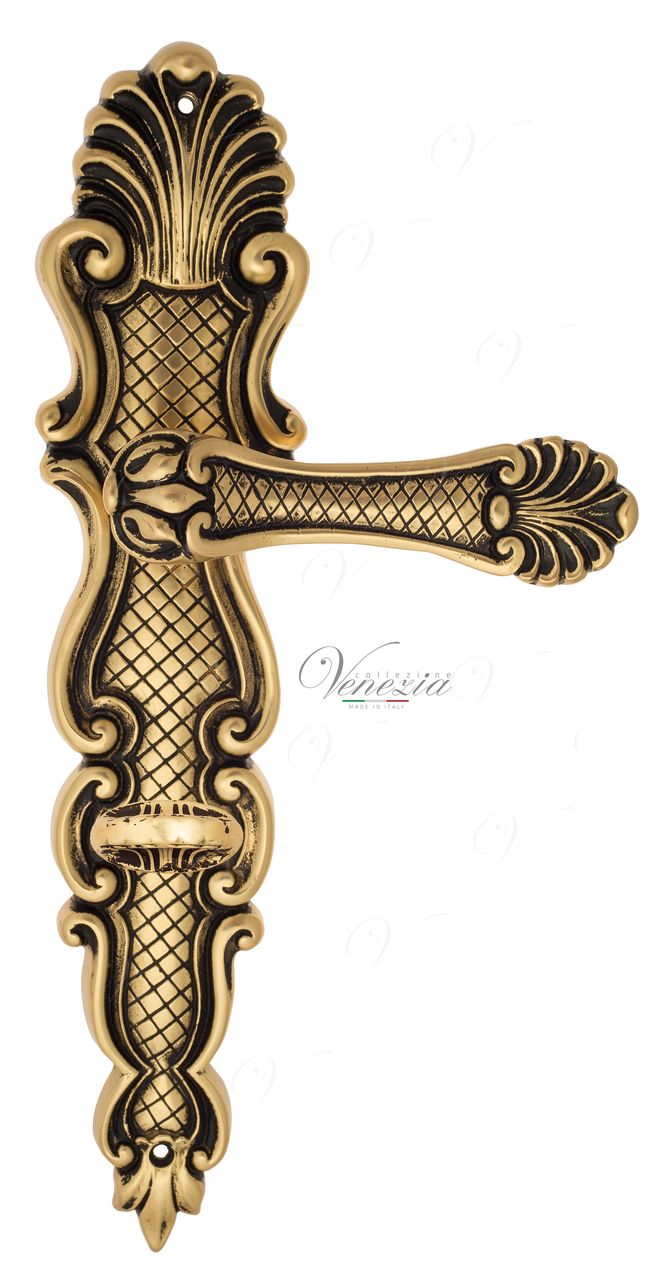 Door Handle Venezia  FENICE  WC-4 On Backplate PL92 French Gold + Brown