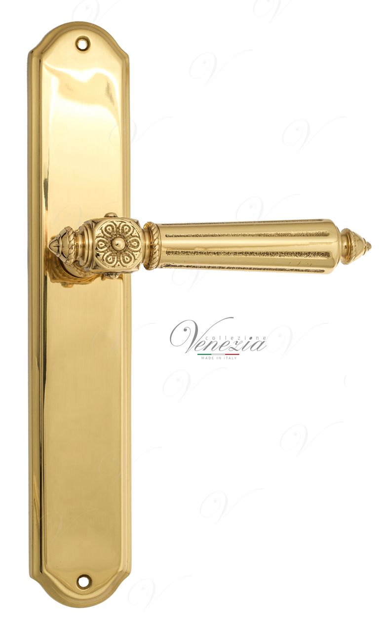 Door Handle Venezia  CASTELLO  On Backplate PL02 Polished Brass