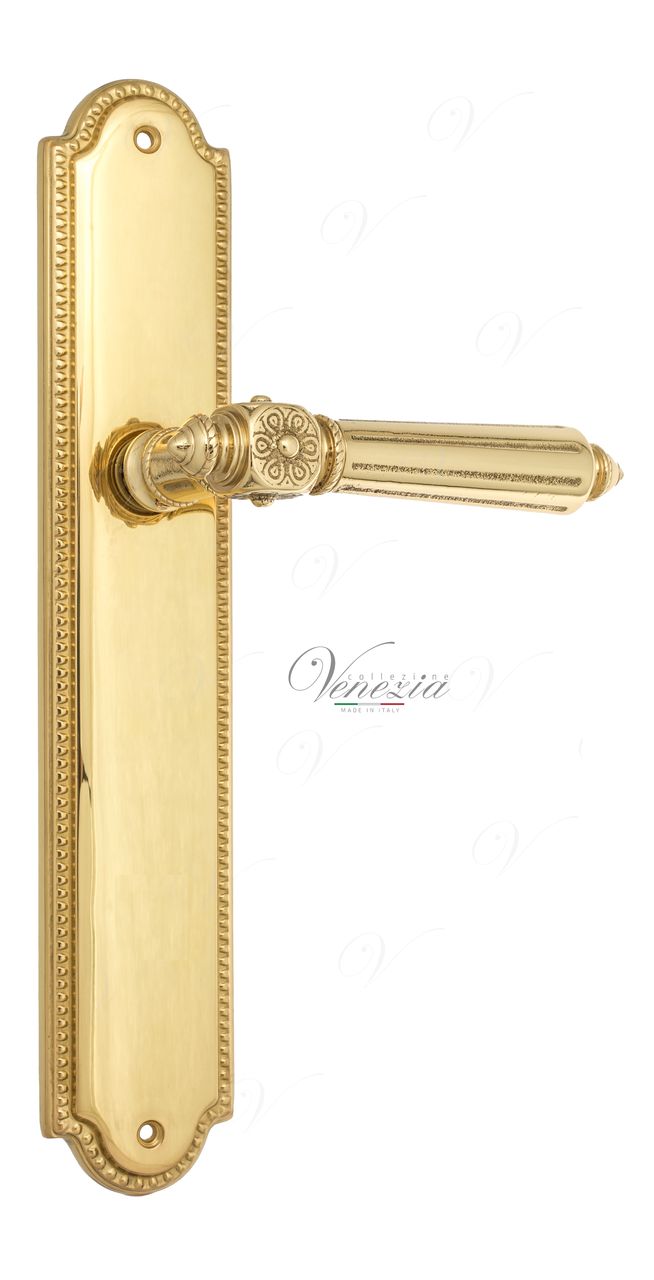 Door Handle Venezia  CASTELLO  On Backplate PL98 Polished Brass