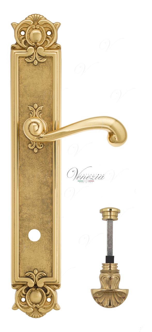 Door Handle Venezia  CLASSIC  WC-4 On Backplate PL97 Polished Brass