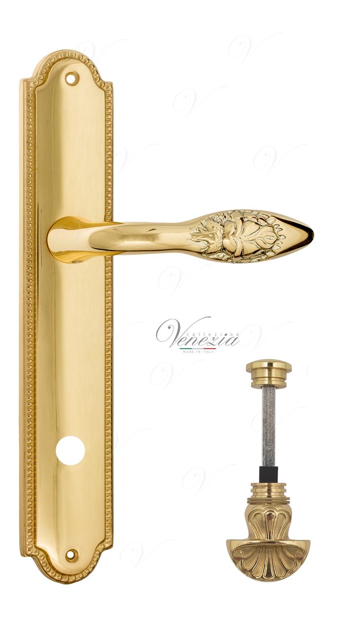 Door Handle Venezia  CASANOVA  WC-4 On Backplate PL98 Polished Brass