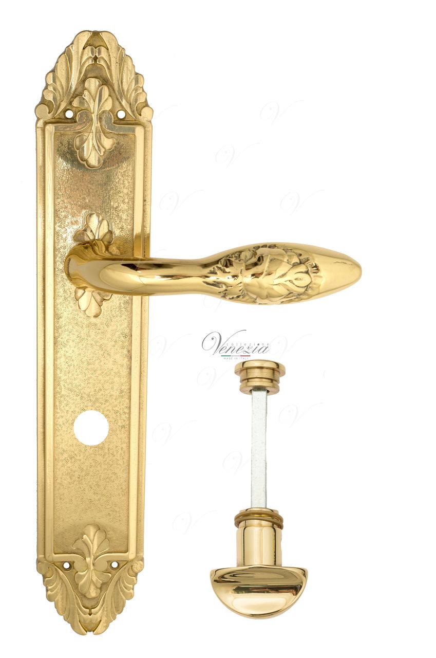 Door Handle Venezia  CASANOVA  WC-2 On Backplate PL90 Polished Brass