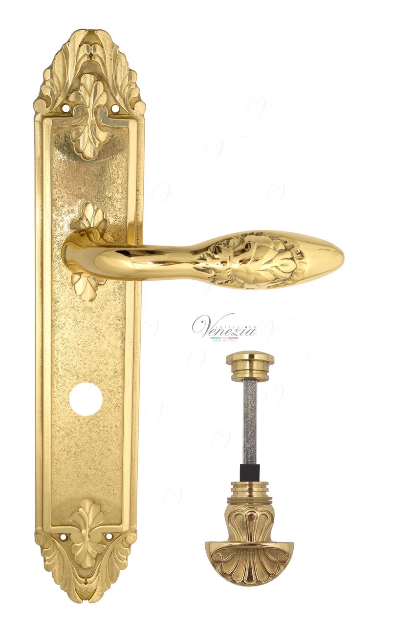 Door Handle Venezia  CASANOVA  WC-4 On Backplate PL90 Polished Brass