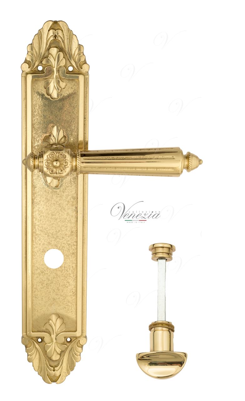 Door Handle Venezia  CASTELLO  WC-2 On Backplate PL90 Polished Brass