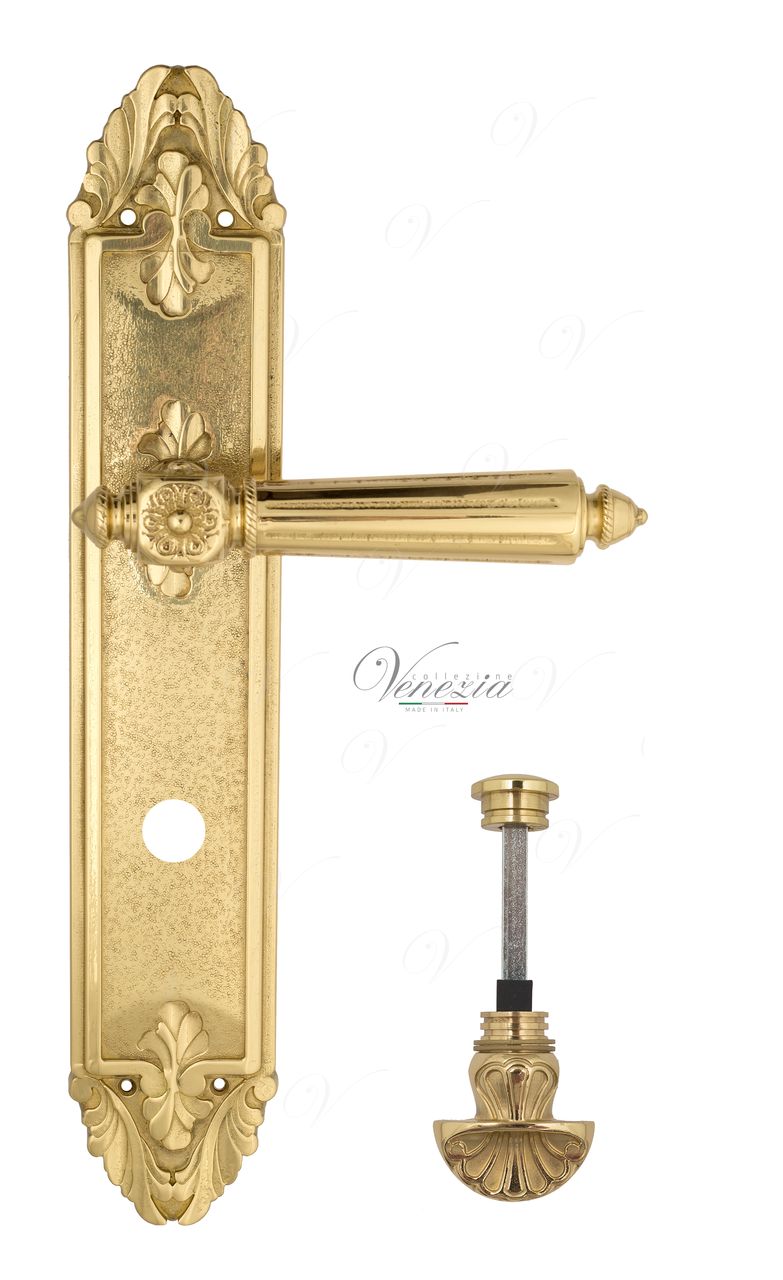 Door Handle Venezia  CASTELLO  WC-4 On Backplate PL90 Polished Brass