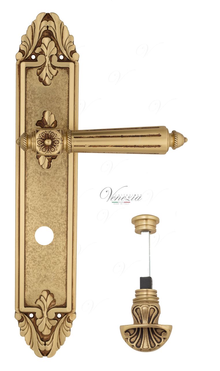 Door Handle Venezia  CASTELLO  WC-4 On Backplate PL90 French Gold + Brown
