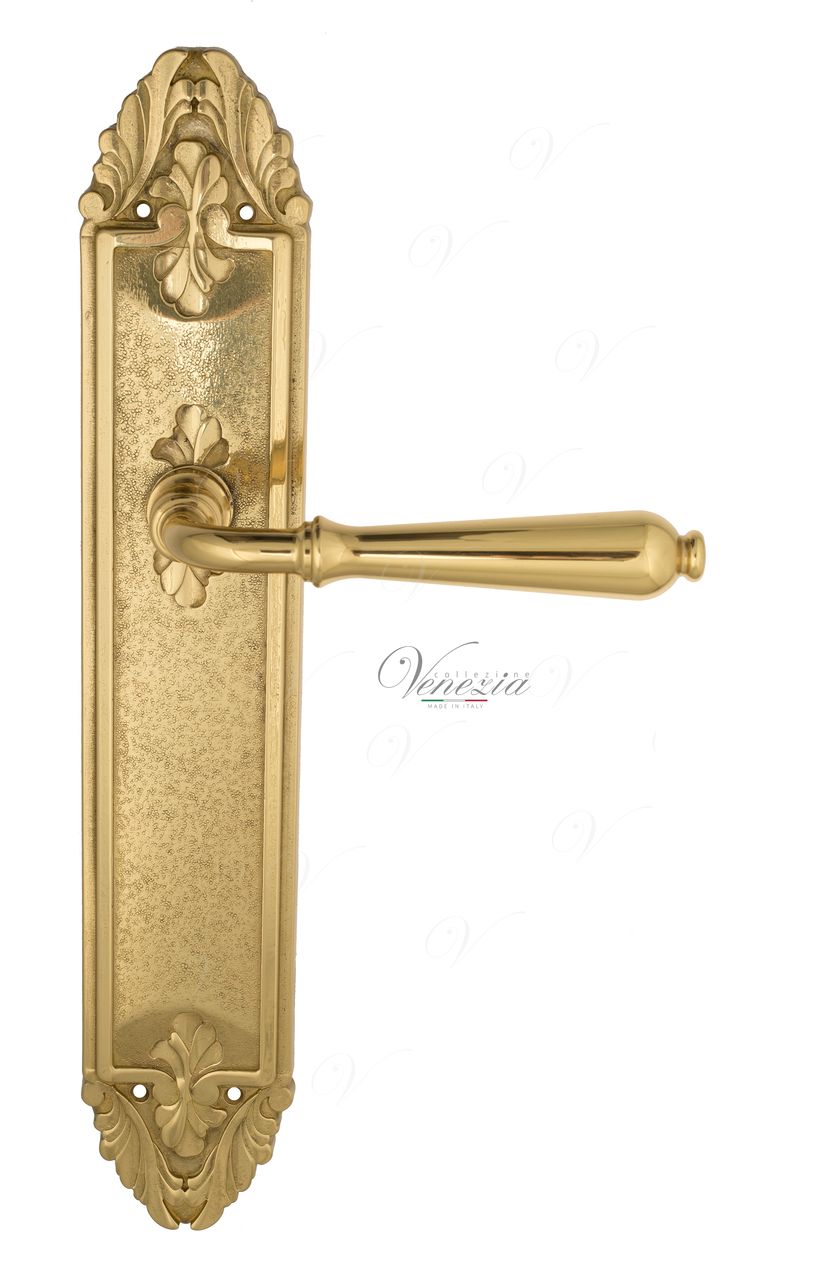 Door Handle Venezia  CLASSIC  On Backplate PL90 Polished Brass