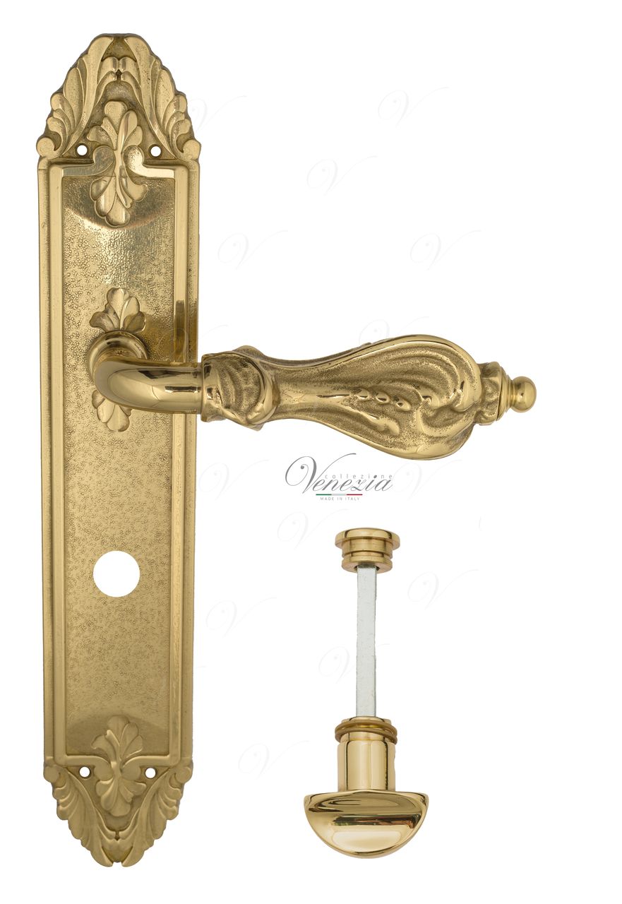 Door Handle Venezia  FLORENCE  WC-2 On Backplate PL90 Polished Brass