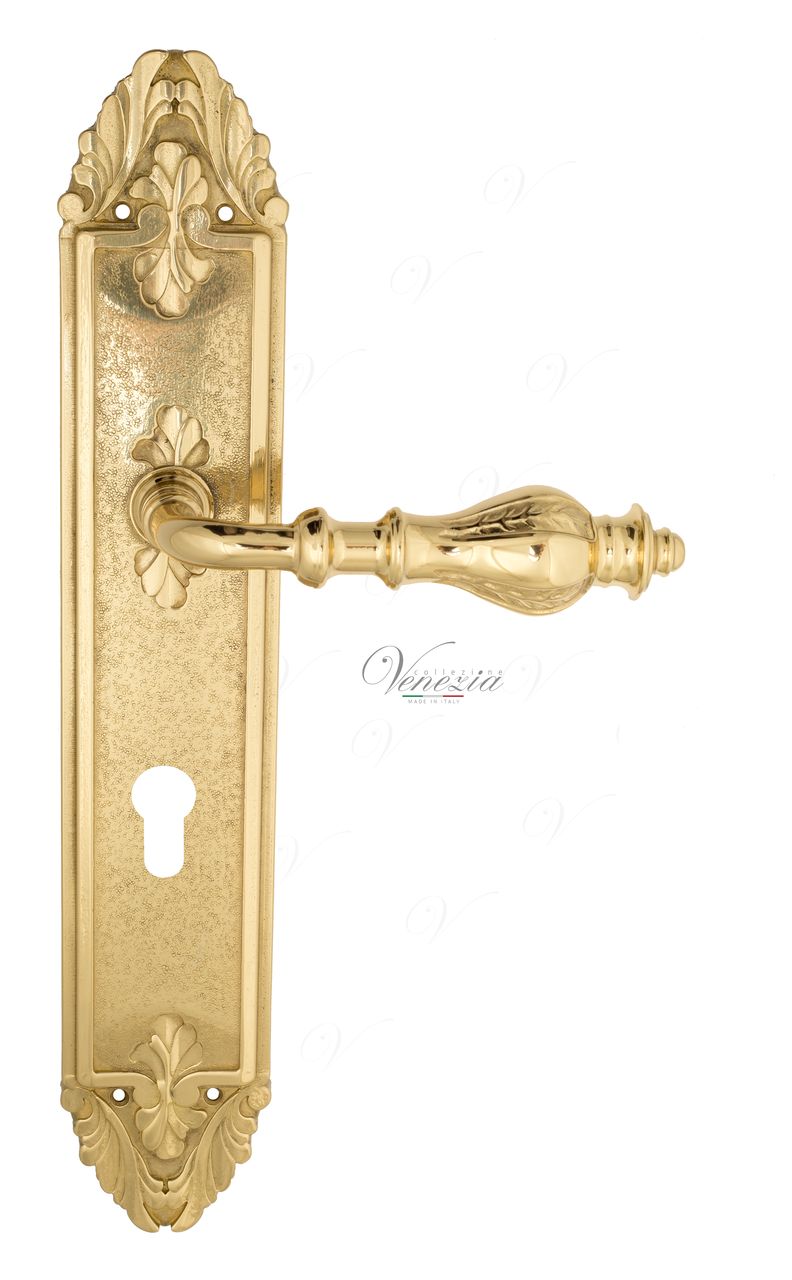 Door Handle Venezia  GIFESTION  CYL On Backplate PL90 Polished Brass