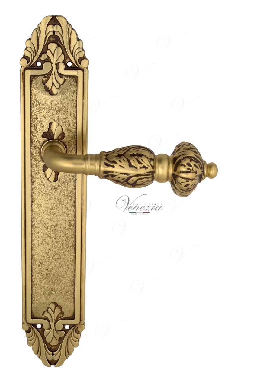 Door Handle Venezia  LUCRECIA  On Backplate PL90 French Gold + Brown