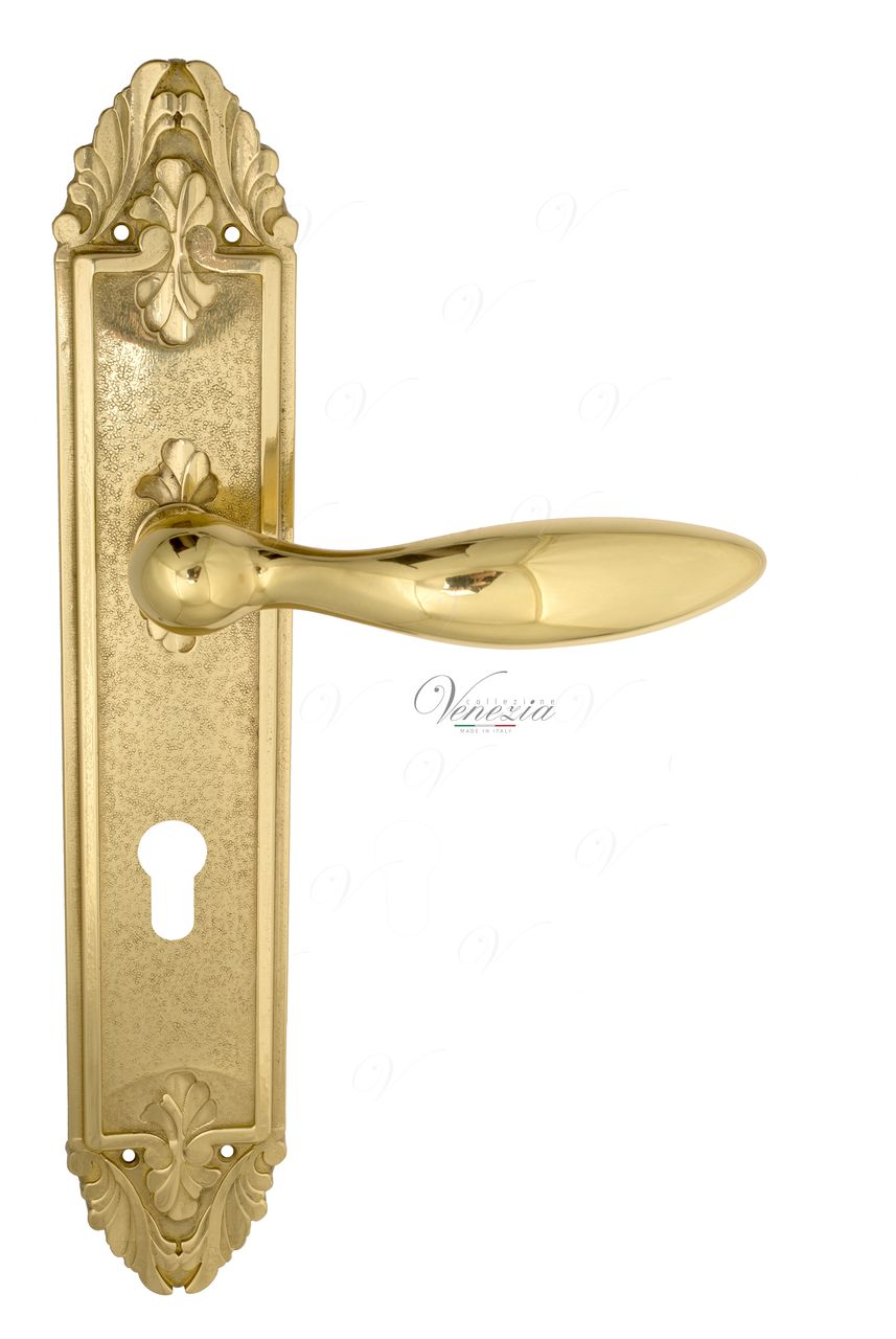 Door Handle Venezia  MAGGIORE  CYL On Backplate PL90 Polished Brass