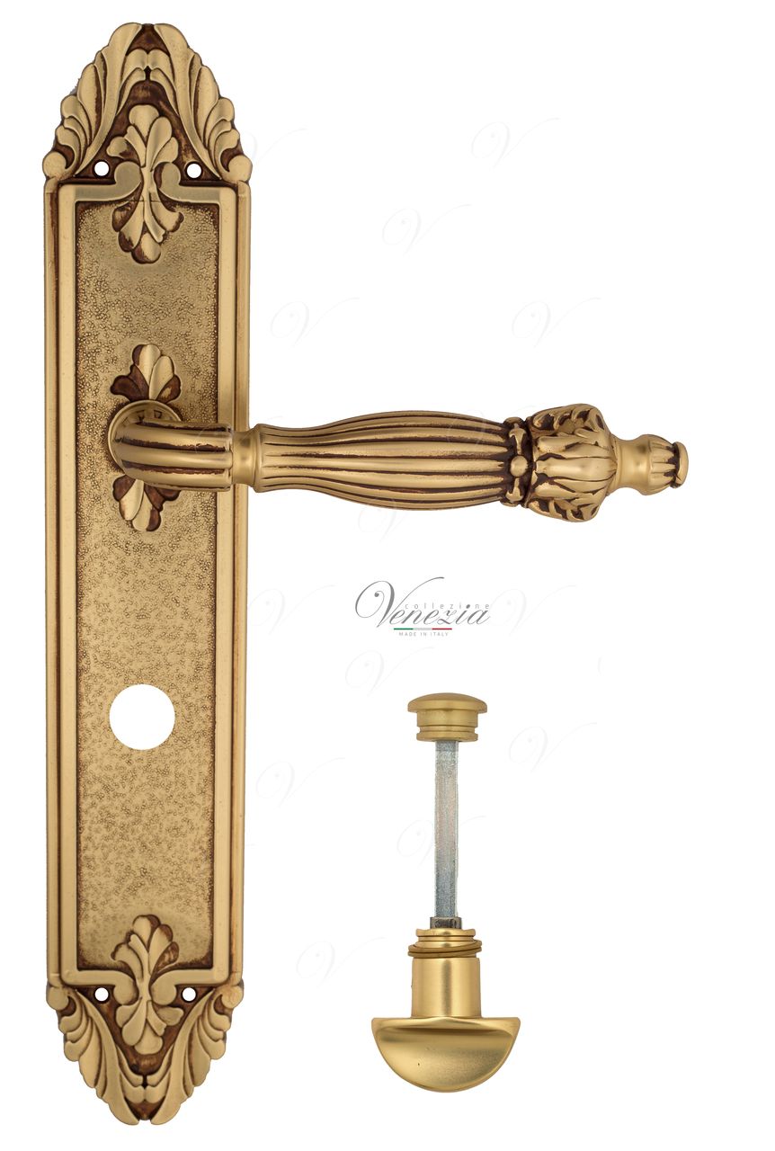 Door Handle Venezia  OLIMPO  WC-2 On Backplate PL90 French Gold + Brown