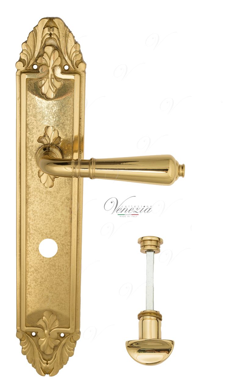 Door Handle Venezia  VIGNOLE  WC-2 On Backplate PL90 Polished Brass