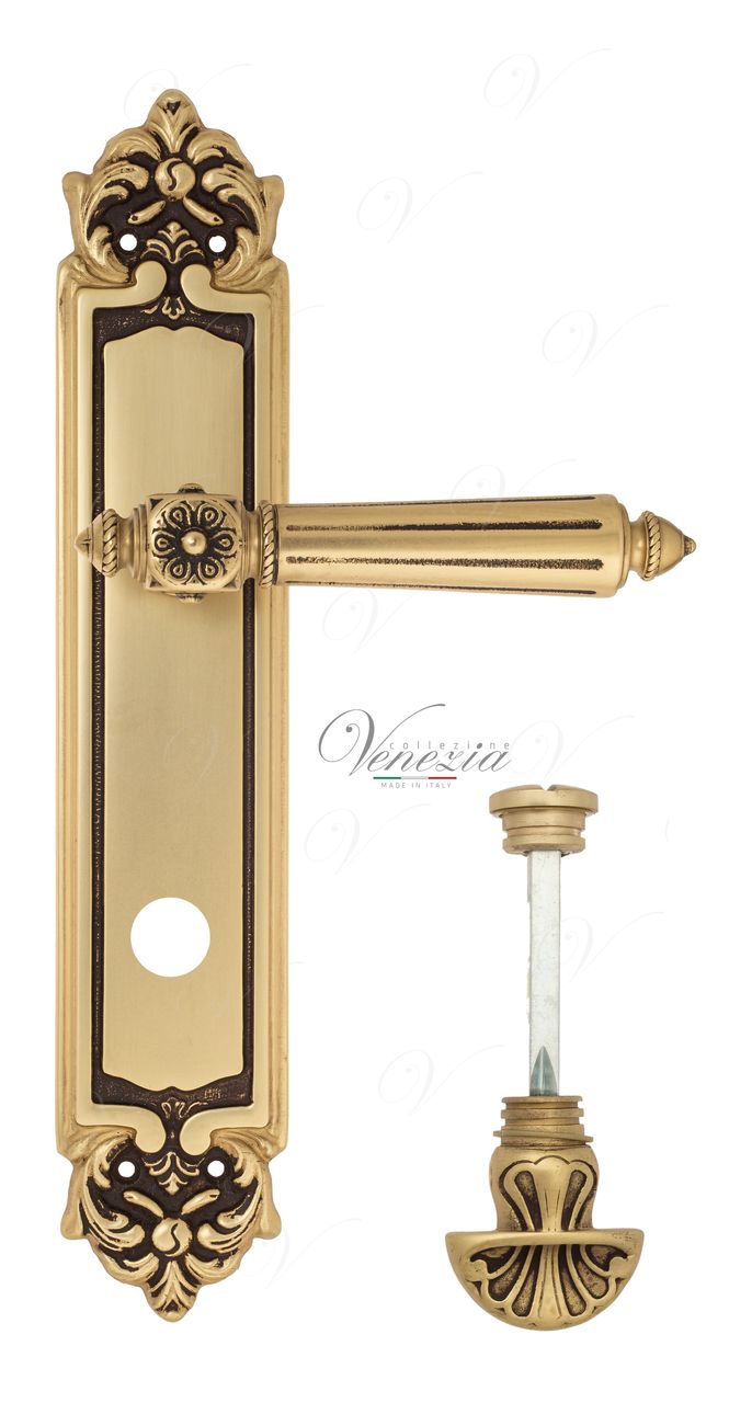 Door Handle Venezia  CASTELLO  WC-4 On Backplate PL96 French Gold + Brown