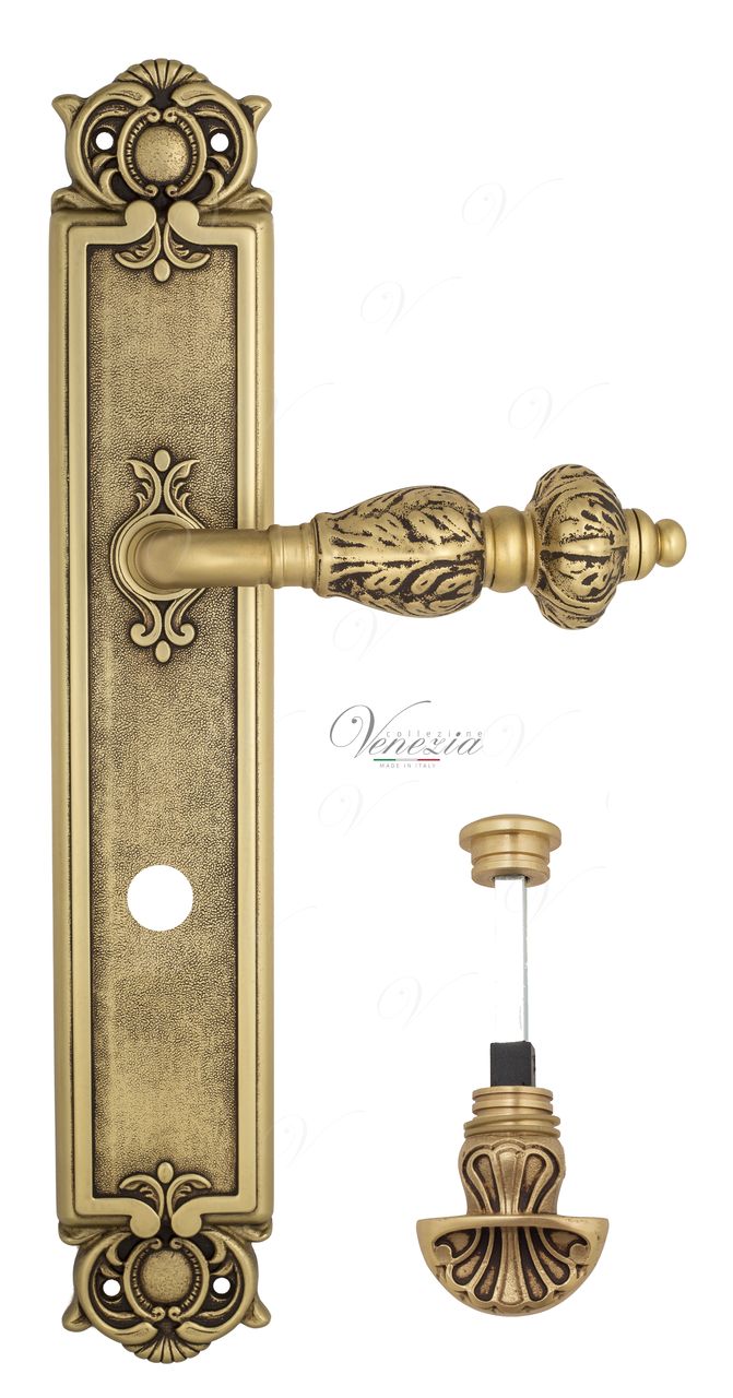 Door Handle Venezia  LUCRECIA  WC-4 On Backplate PL97 French Gold + Brown