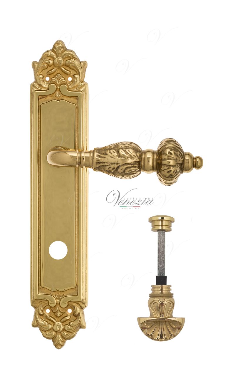 Door Handle Venezia  LUCRECIA  WC-4 On Backplate PL96 Polished Brass