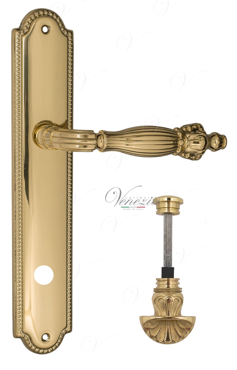 Door Handle Venezia  OLIMPO  WC-4 On Backplate PL98 Polished Brass