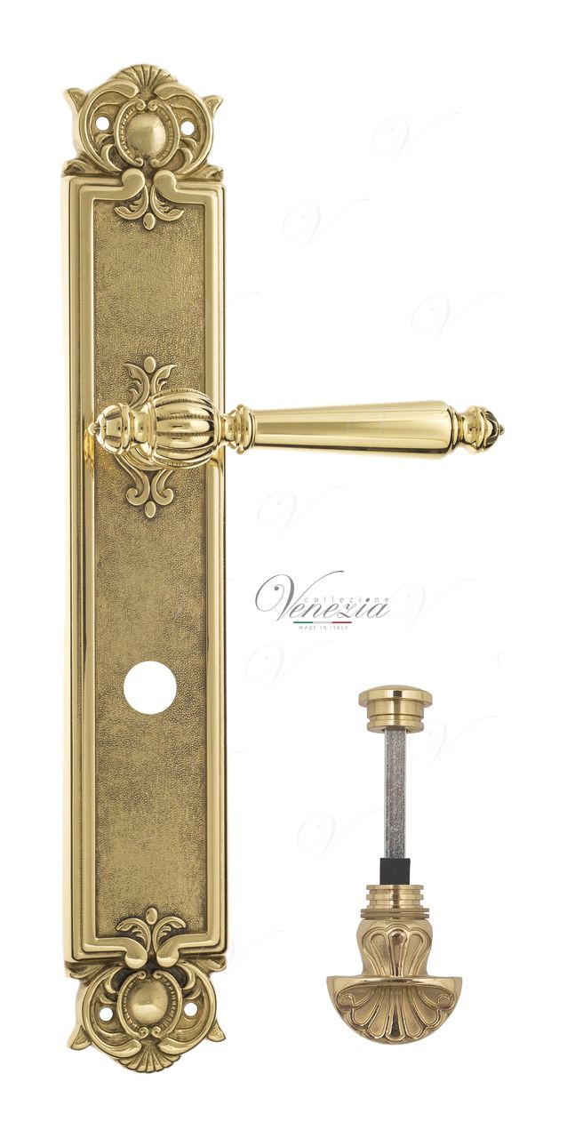 Door Handle Venezia  PELLESTRINA  WC-4 On Backplate PL97 Polished Brass