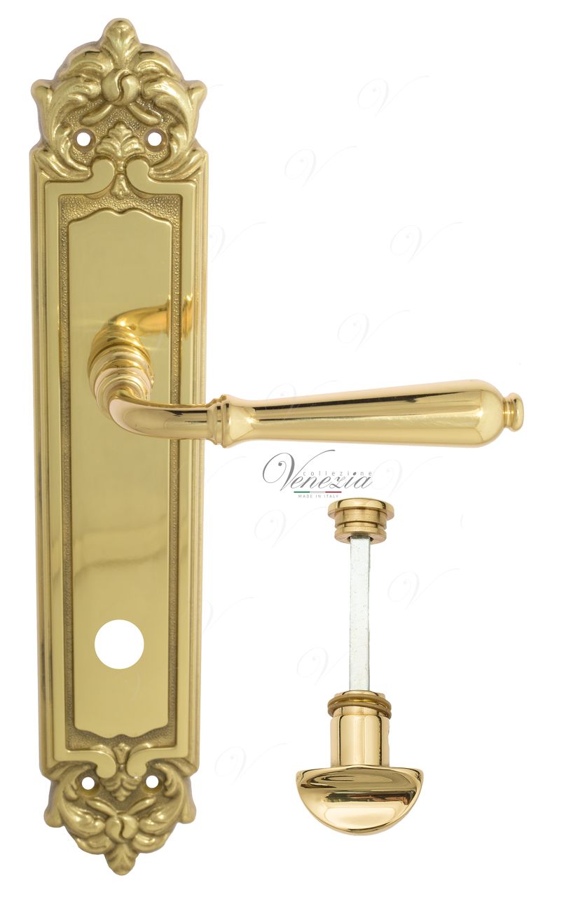 Door Handle Venezia  CLASSIC  WC-2 On Backplate PL96 Polished Brass