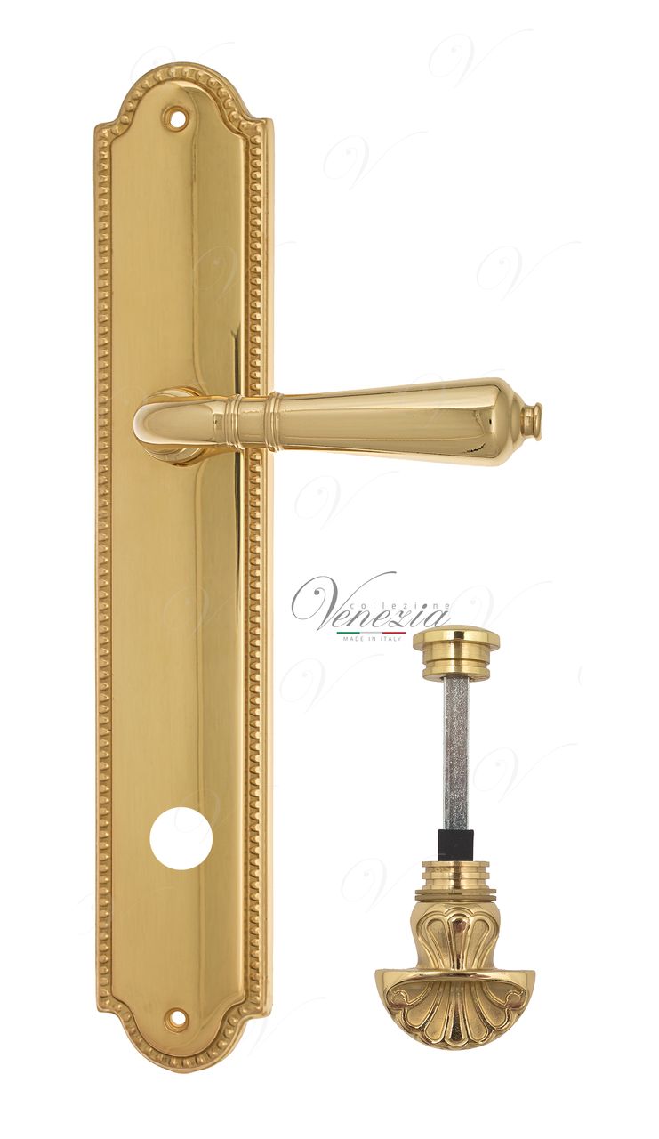 Door Handle Venezia  VIGNOLE  WC-4 On Backplate PL98 Polished Brass