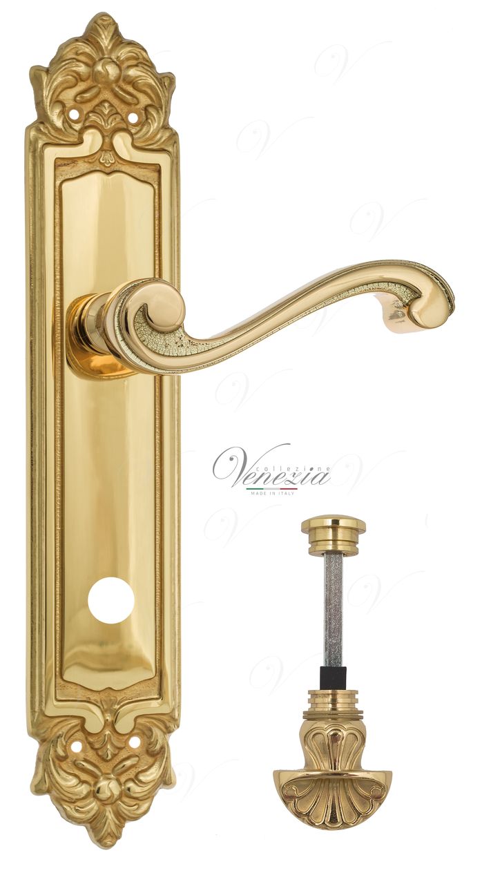 Door Handle Venezia  VIVALDI  WC-4 On Backplate PL96 Polished Brass