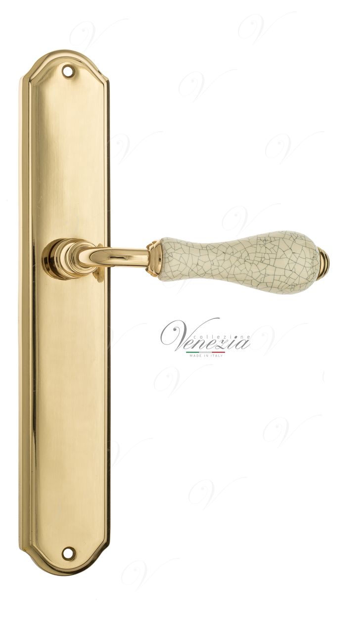 Door Handle Venezia  COLOSSEO  White Ceramic Gossamer On Backplate PL02 Polished Brass