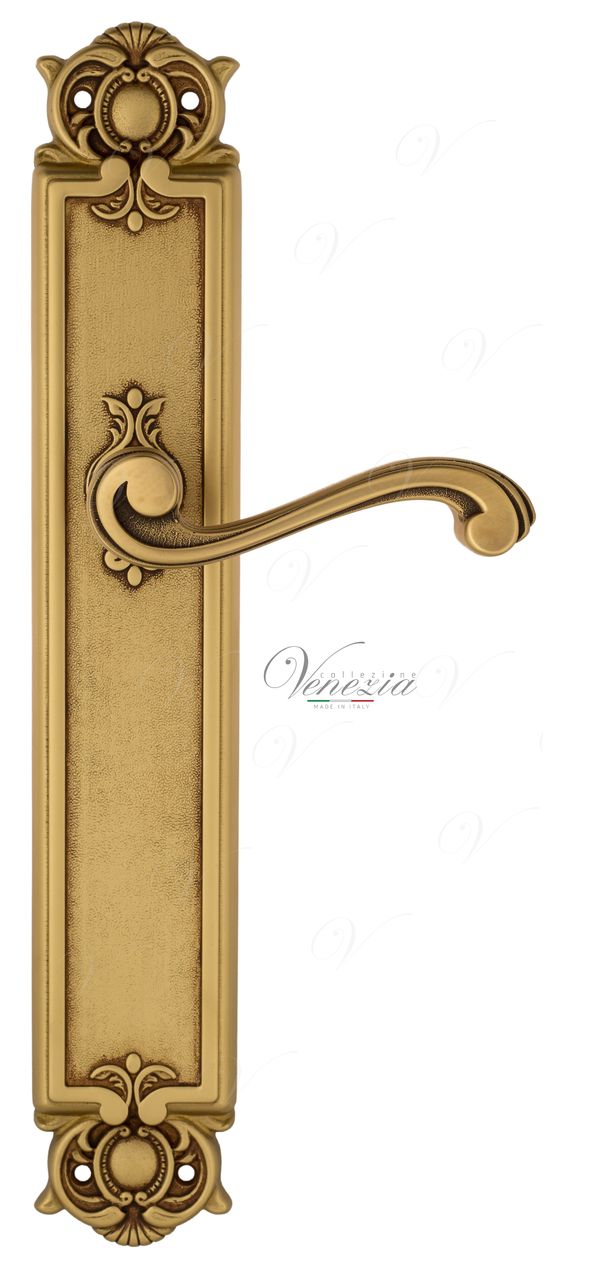 Door Handle Venezia  VIVALDI  On Backplate PL97 French Gold + Brown