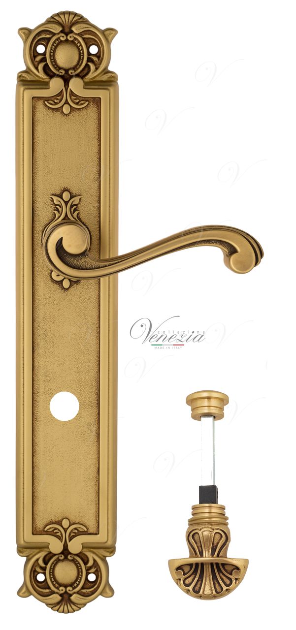 Door Handle Venezia  VIVALDI  WC-4 On Backplate PL97 French Gold + Brown