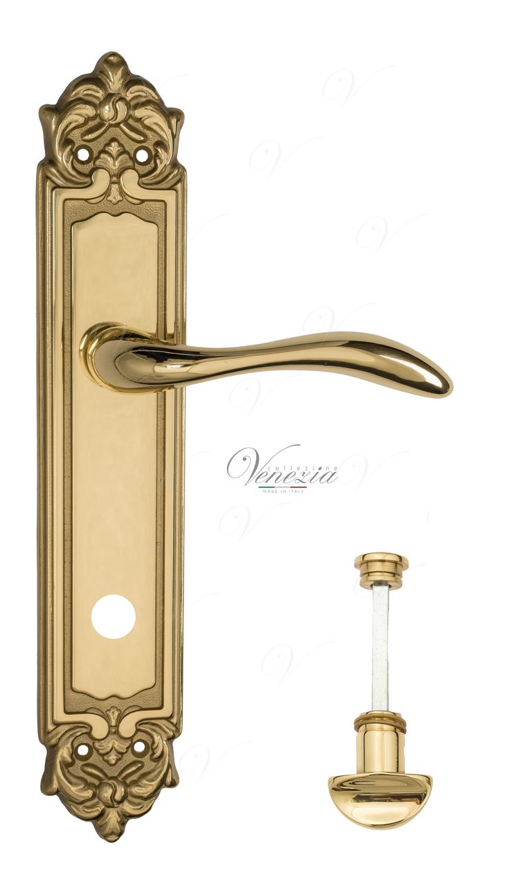 Door Handle Venezia  ALESSANDRA  WC-2 On Backplate PL96 Polished Brass