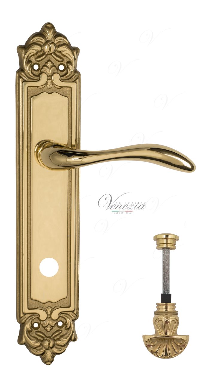 Door Handle Venezia  ALESSANDRA  WC-4 On Backplate PL96 Polished Brass
