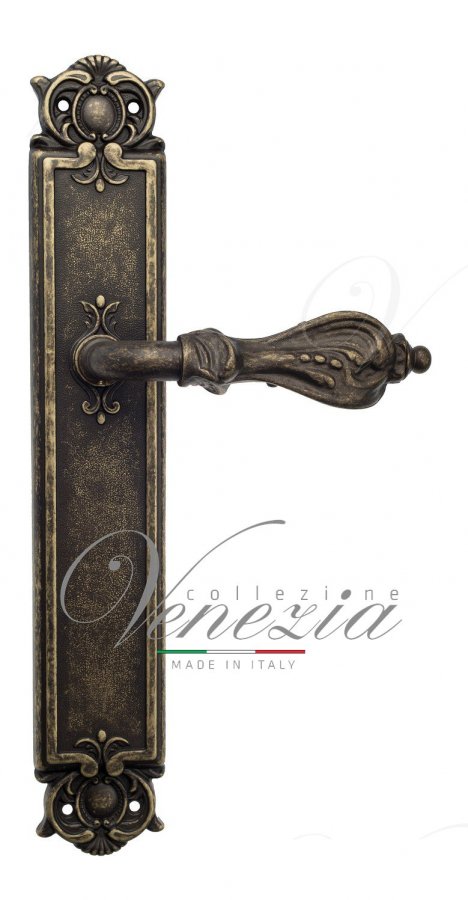 Door Handle Venezia  FLORENCE  On Backplate PL97 Antique Bronze