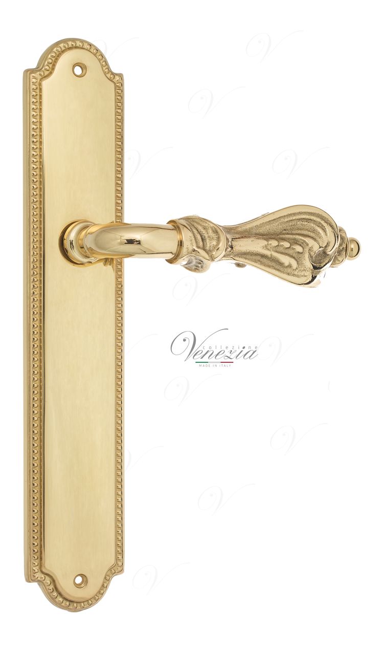 Door Handle Venezia  FLORENCE  On Backplate PL98 Polished Brass