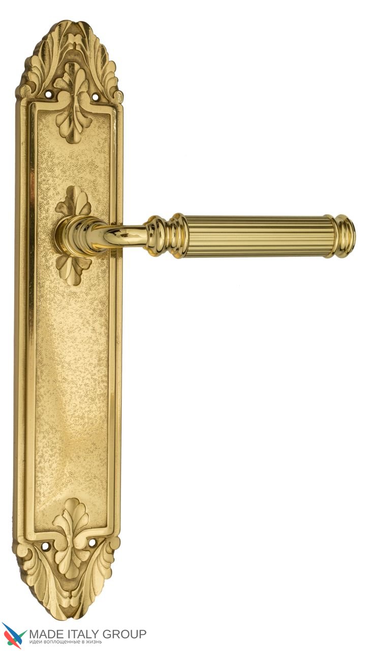 Door Handle Venezia  MOSCA  On Backplate PL90 Polished Brass