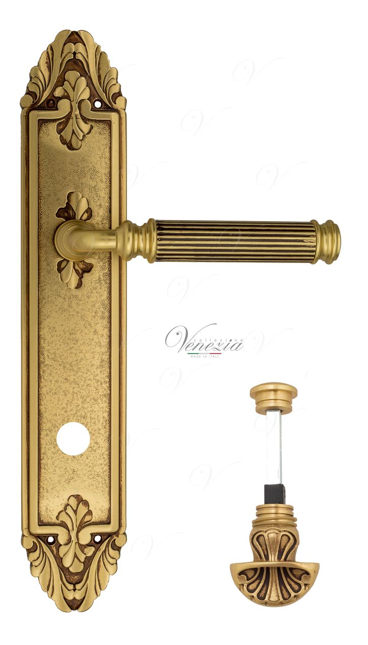 Door Handle Venezia  MOSCA  WC-4 On Backplate PL90 French Gold + Brown