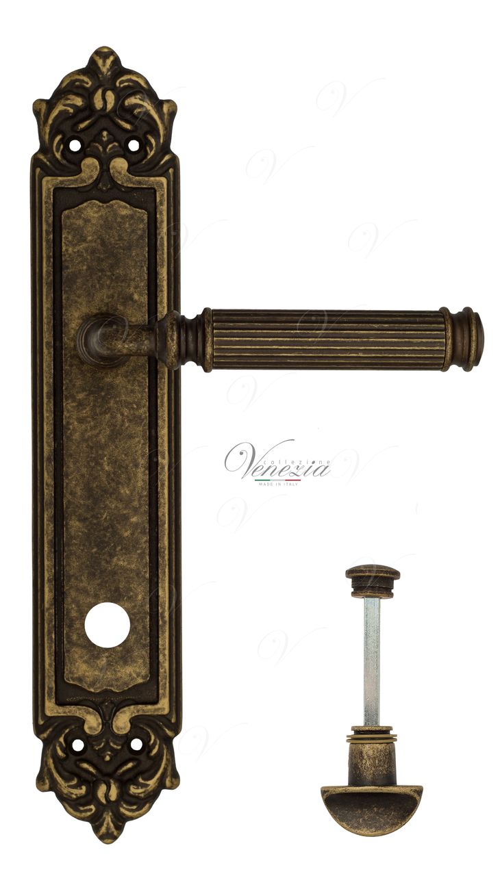 Door Handle Venezia  MOSCA  WC-2 On Backplate PL96 Antique Bronze