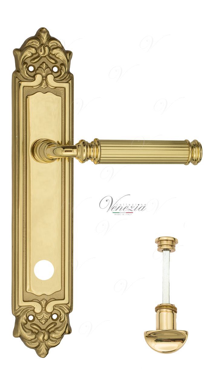 Door Handle Venezia  MOSCA  WC-2 On Backplate PL96 Polished Brass