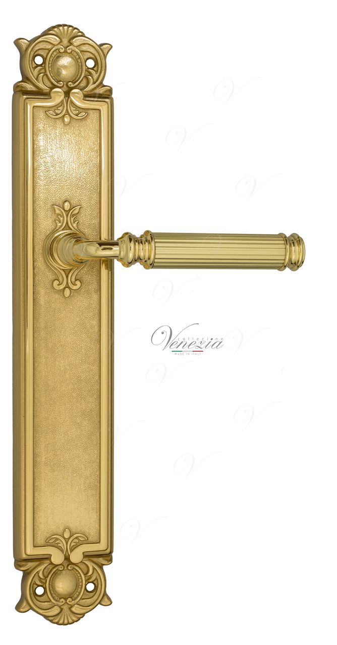 Door Handle Venezia  MOSCA  On Backplate PL97 Polished Brass