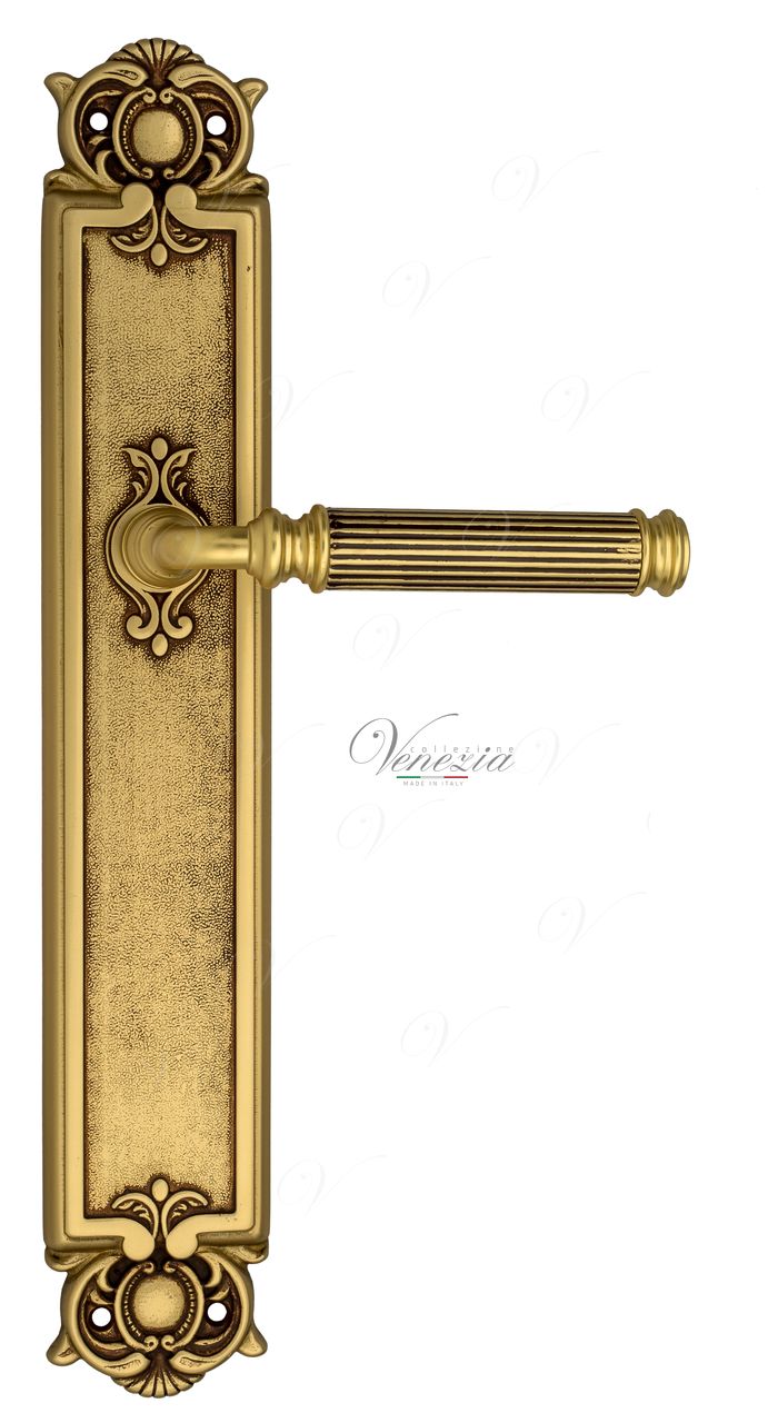 Door Handle Venezia  MOSCA  On Backplate PL97 French Gold + Brown
