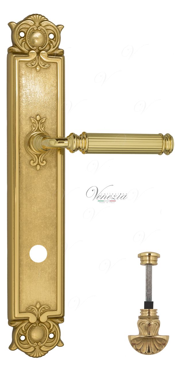 Door Handle Venezia  MOSCA  WC-4 On Backplate PL97 Polished Brass