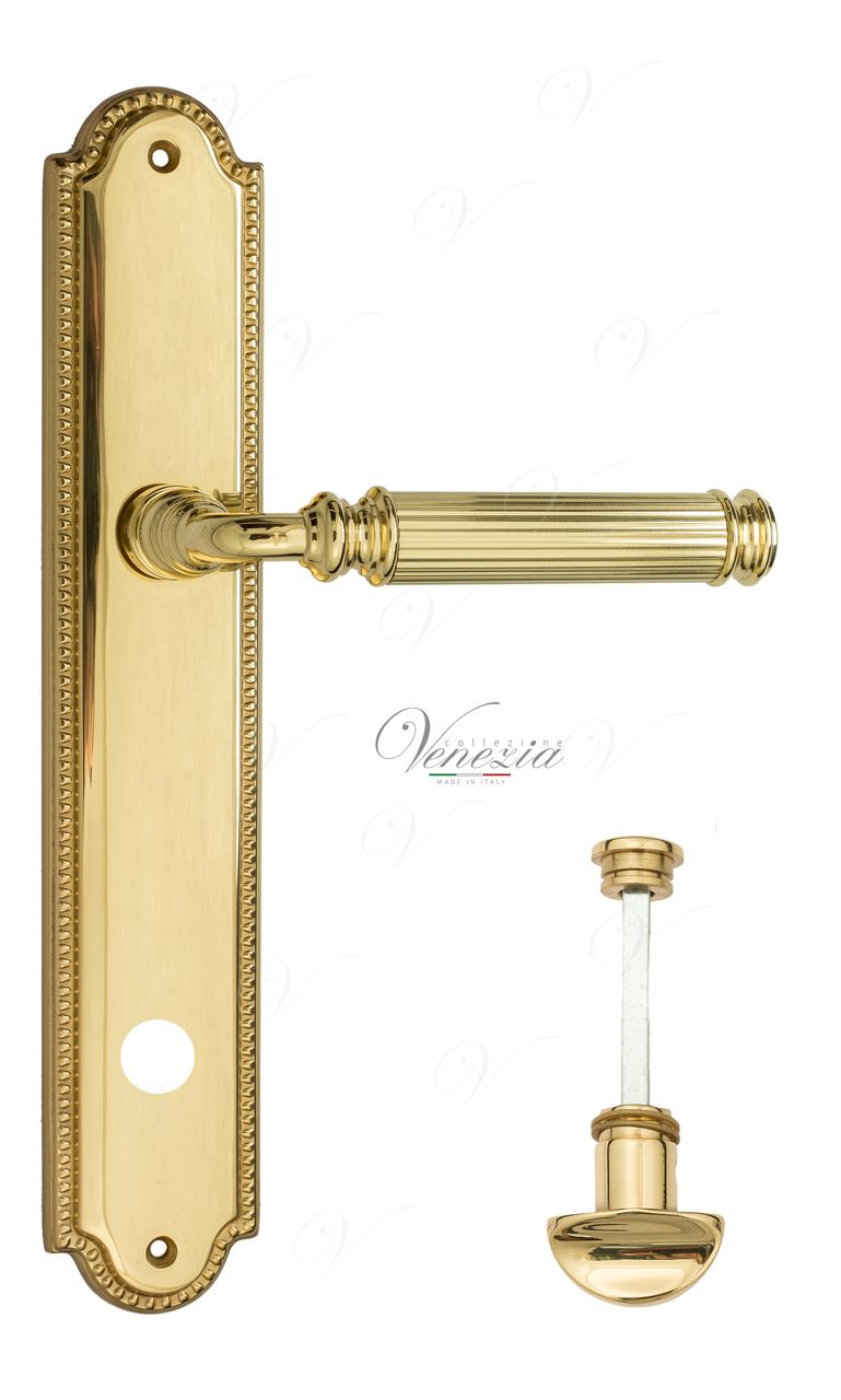 Door Handle Venezia  MOSCA  WC-2 On Backplate PL98 Polished Brass